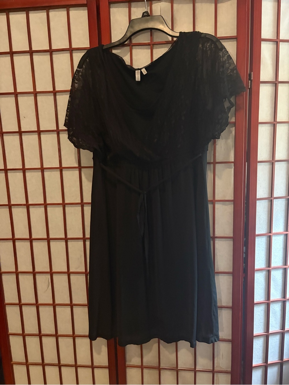 Madison Black Lace-Detail Midi Dress